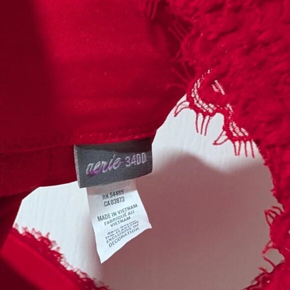 NEW Aerie | Real Power Plunge Push Up Eyelash Lace Bra In Red - Picture 9 of 11